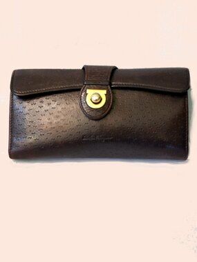 Salvatore Ferragamo Vintage Gancini Brown Leather Long Bifold Wallet